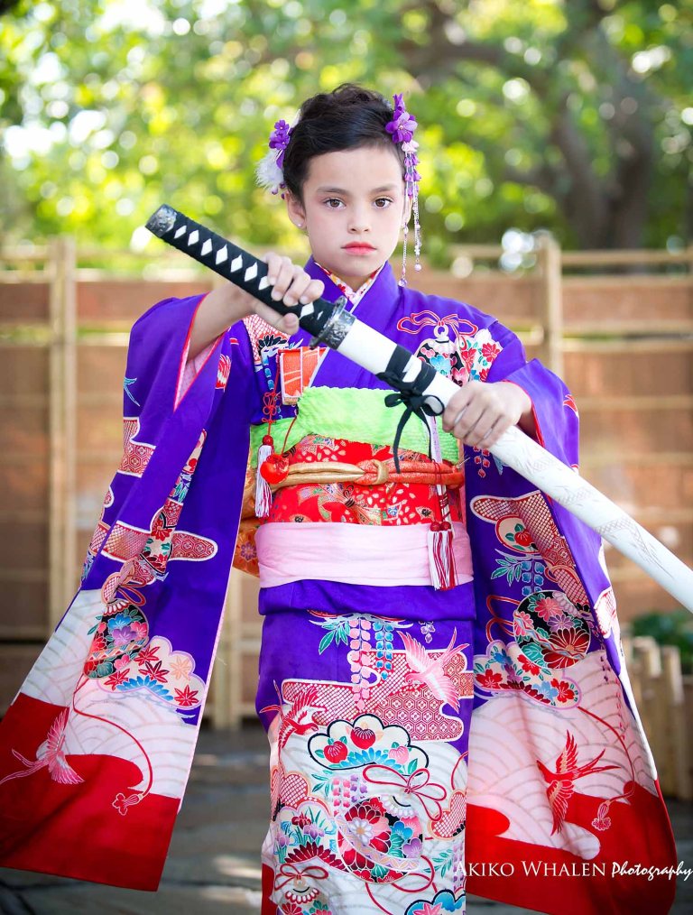 A girl in kimono, Celebrating Shichi Go San, Kimono Photography utilizing natural lighting, Shichi Go San in Los Angeles, Sisters in kimonos,