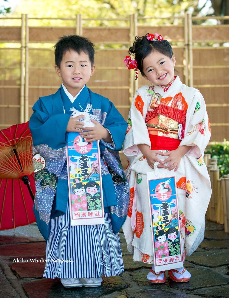 A girl in Japanese Kimono, Shichi Go San, Children in Kimono,