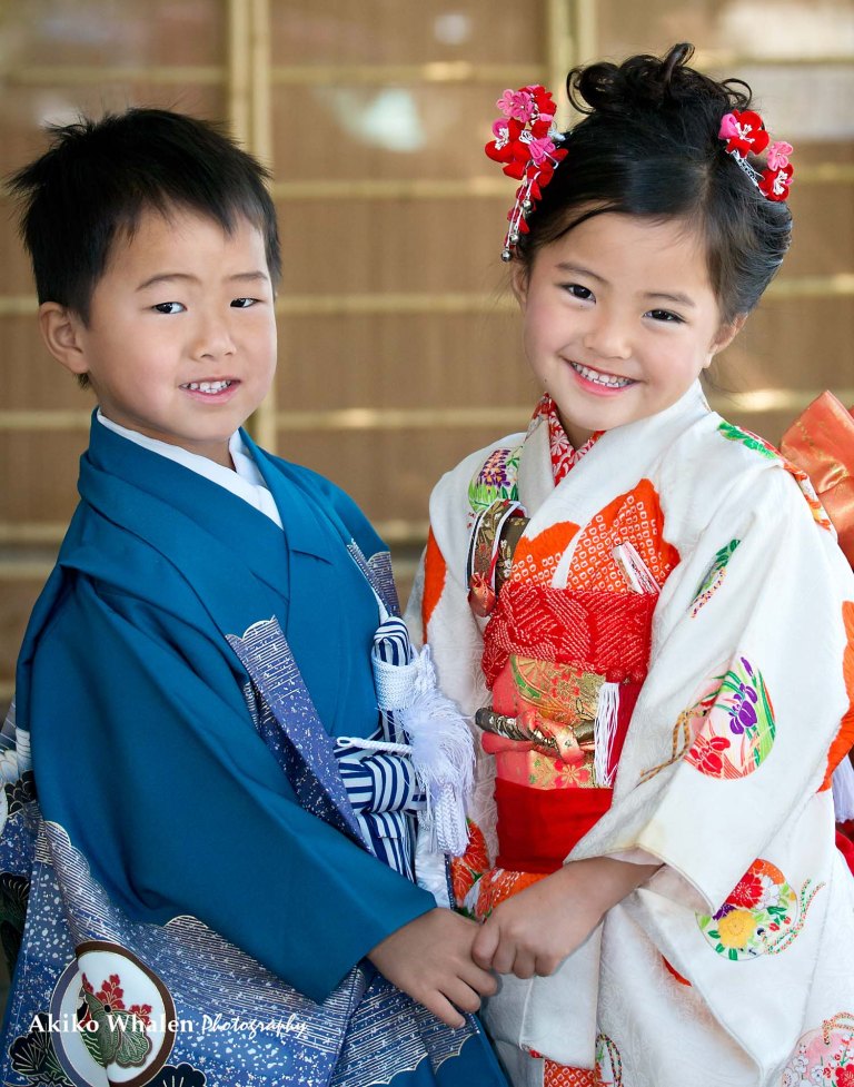 A girl in Japanese Kimono, Shichi Go San, Children in Kimono,