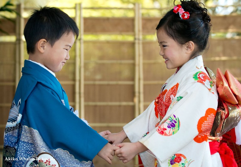 A girl in Japanese Kimono, Shichi Go San, Children in Kimono,