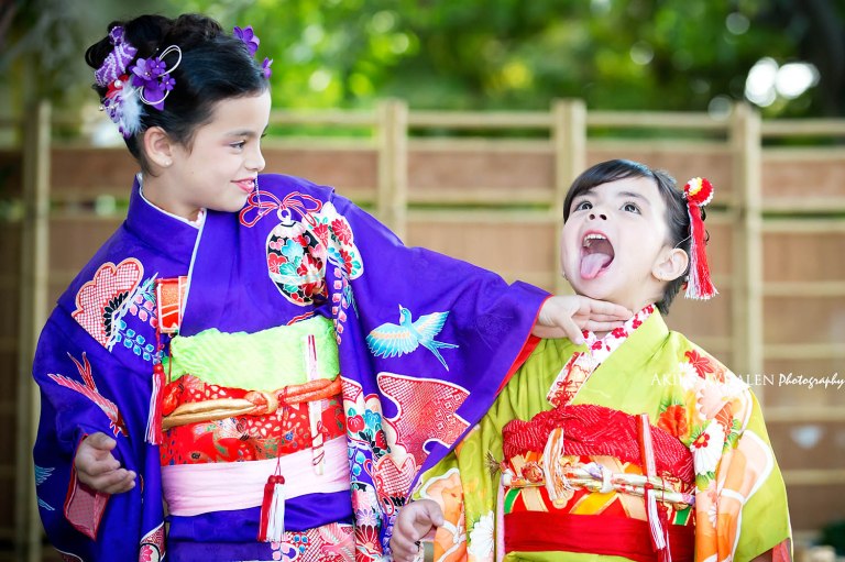 A girl in kimono, Celebrating Shichi Go San, Kimono Photography utilizing natural lighting, Shichi Go San in Los Angeles, Sisters in kimonos,