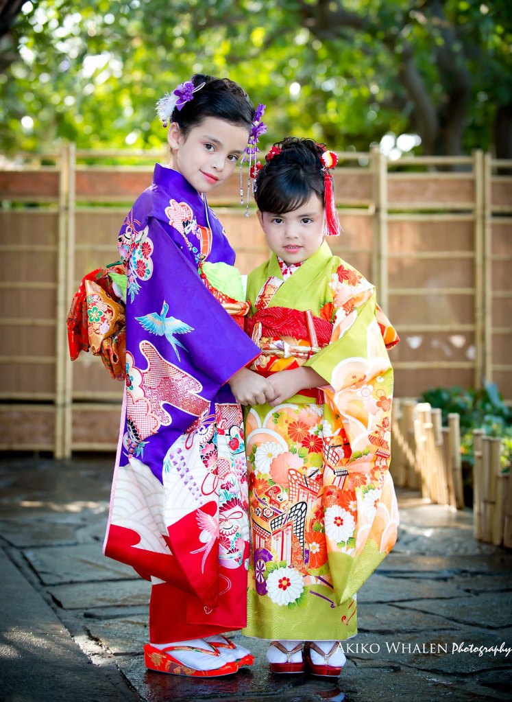 A girl in kimono, Celebrating Shichi Go San, Kimono Photography utilizing natural lighting, Shichi Go San in Los Angeles, Sisters in kimonos,