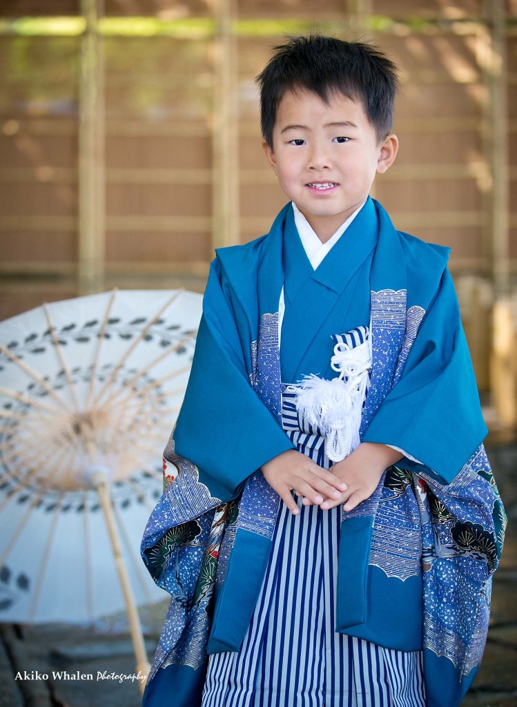A boy in kimono, Japanese kimono,