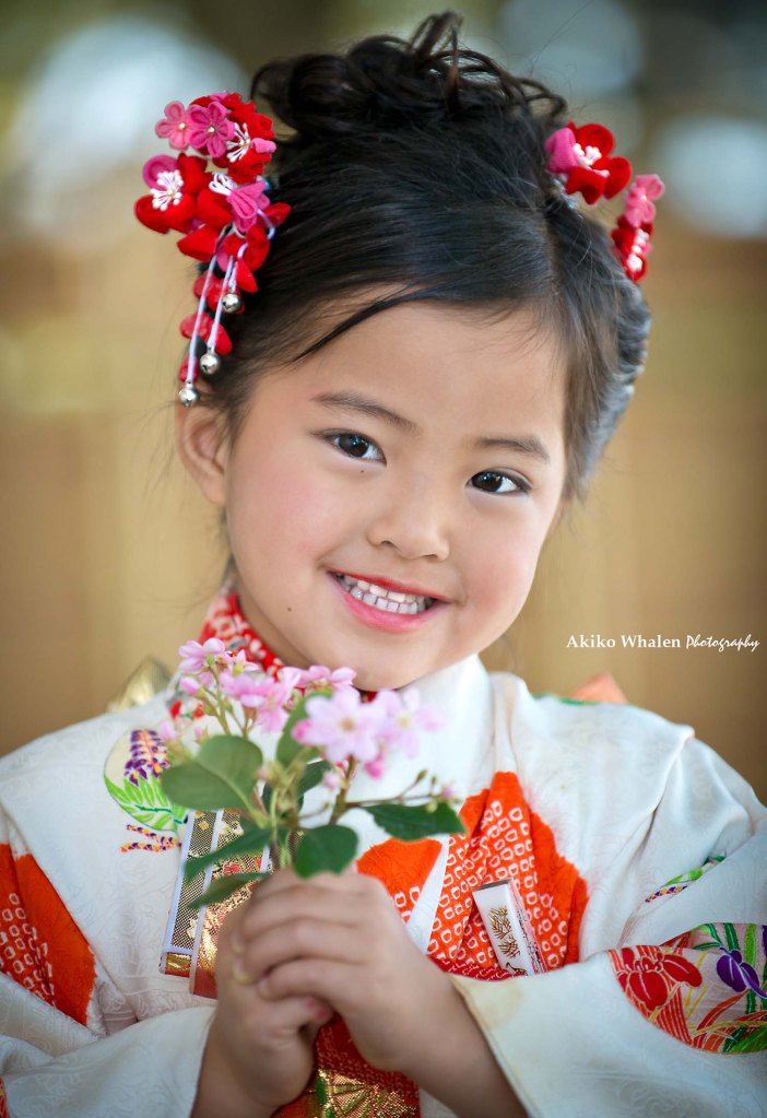 A girl in Japanese Kimono, Shichi Go San, Children in Kimono,