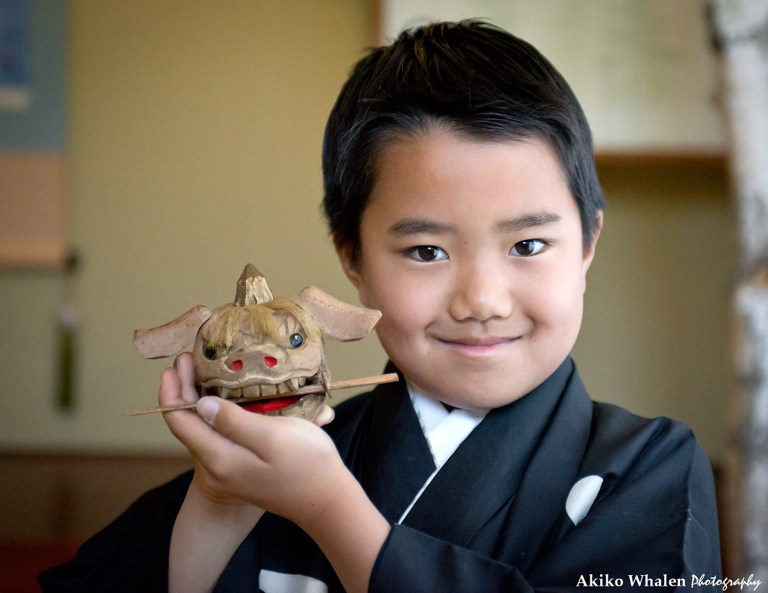 A boy in kimono, Japanese kimono,