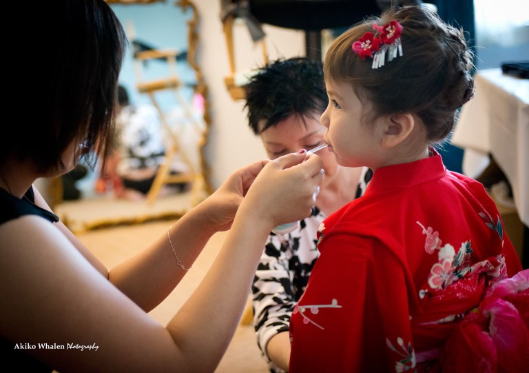 A 3 years old girl enjoying her Shichi Go San in Kimono