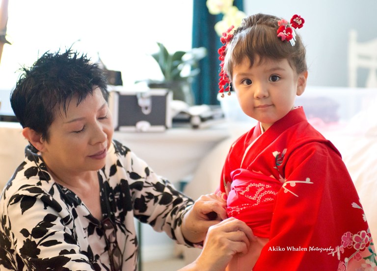 A 3 years old girl enjoying her Shichi Go San in Kimono